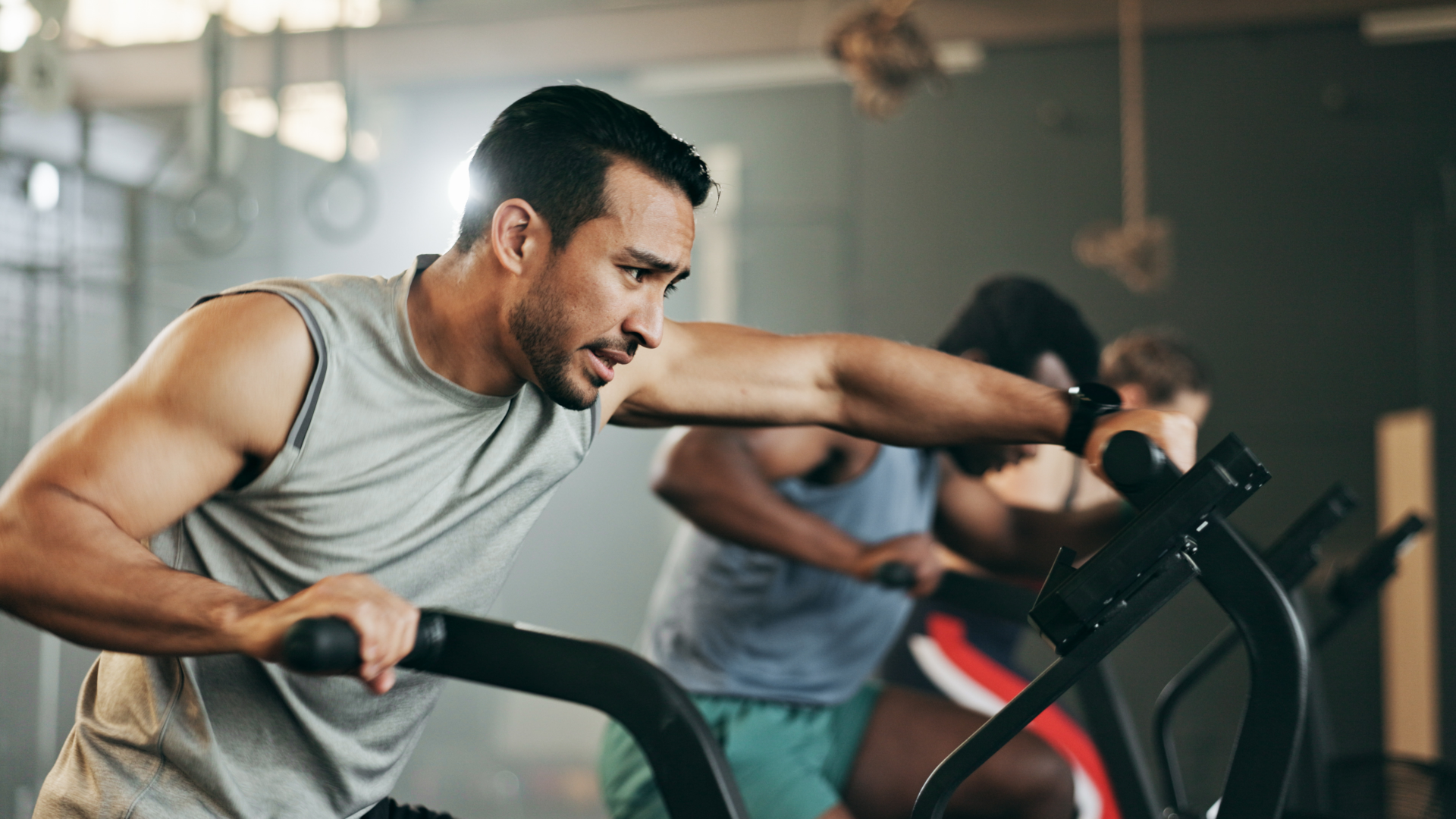 Endomorph man working out